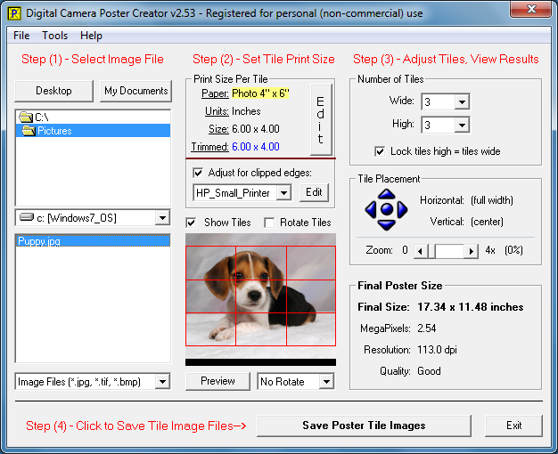 Use Digital Camera Poster Creator to create a poster from any digital photo