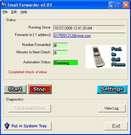 Screenshot of Email Forwarder