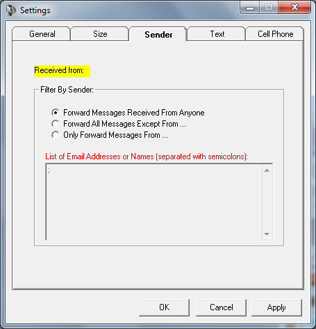 General options for forwarding messages