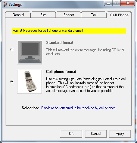 General options for forwarding messages